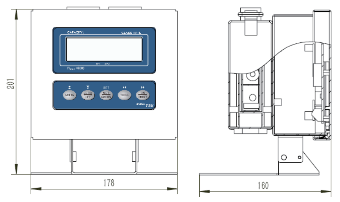 T5x Explosion proof Weighing Indicator Dimensional