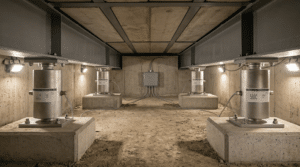 Digital load cells installed under truck scale weighbridge for heavy capacity vehicle weighing