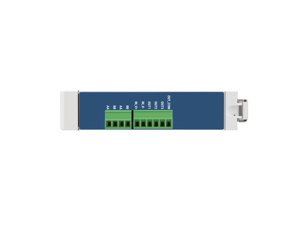 Transcell Signal Link signal conditioner with terminal blocks installed, bottom side view