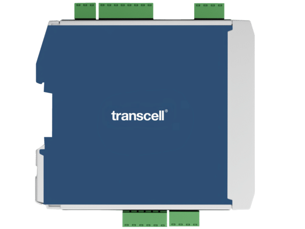 Transcell Signal Link signal conditioner with terminal blocks installed, left side view