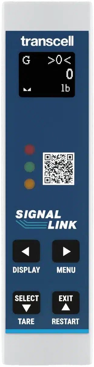 Signal Link front face showing a live OLED reading and the four-key pad
