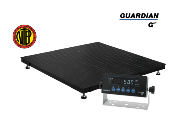 Transcell Guardian Lite industrial floor scale with G-500E indicator and IP67 junction box