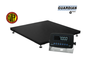 Transcell Guardian Premium floor scale with G-700K indicator IP67 rated industrial weighing