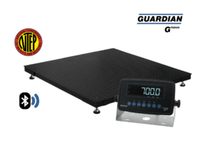 Transcell Guardian Premium wireless floor scale with RF kit and G-700K indicator for cable-free industrial weighing