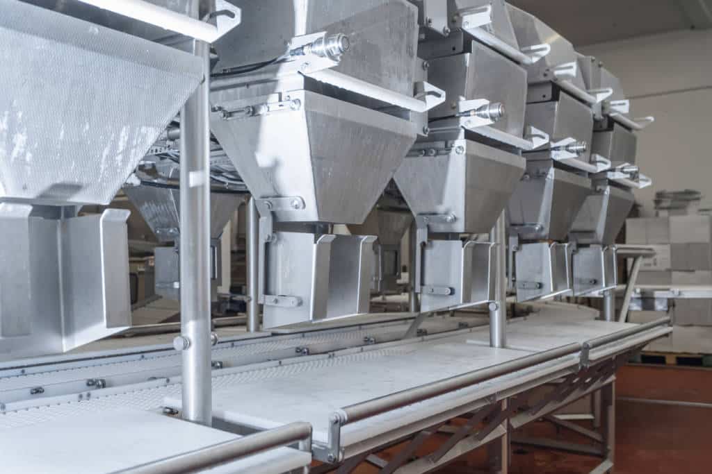 Automated production line in modern food factory.Production line in the food factory.Conveyor Belt Food.