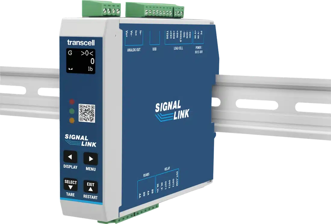 Signal Link snapped onto a DIN rail beside other control-panel modules