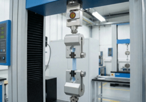 S beam load cell mounted in testing machine showing vertical alignment and axial load direction