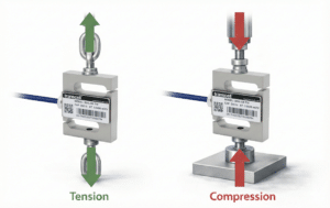 S type load cell showing tension and compression force directions diagram