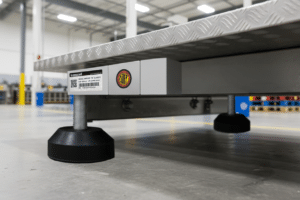 Shear beam load cells installed on an industrial floor scale