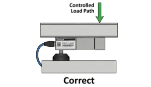 Correct mounting and vertical load path for a shear beam load cell installation