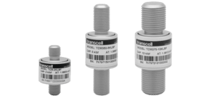 TCM series inline threaded load cells showing different thread sizes and capacities