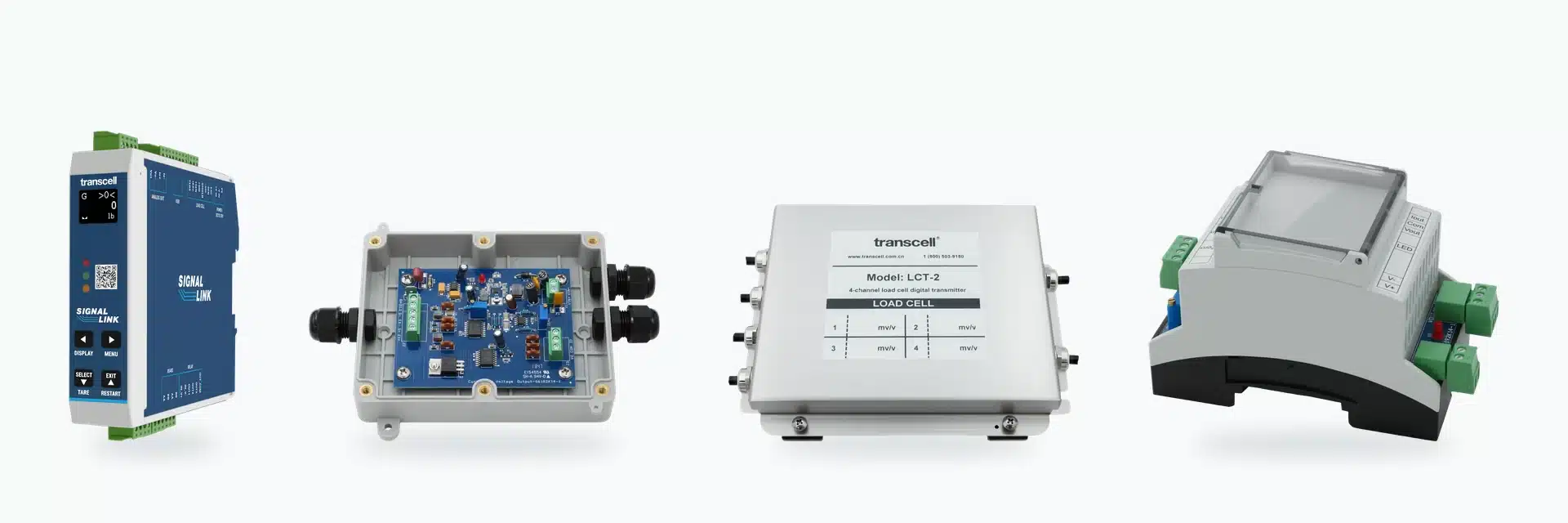 Transcell Signal Link, C/V, LCT-2 and LCT-6 signal conditioners side by side